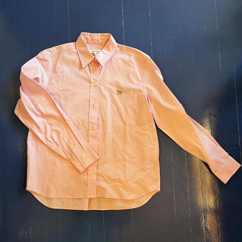 Maison Kitsune - Pink Buttondown Shirt. Relaxed Tailored Fit. Size 38.